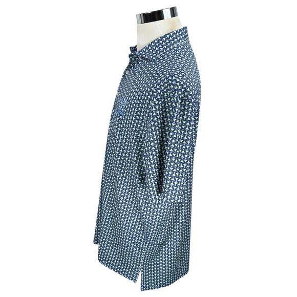 Turtleson Polo Shirt Men Large Blue Margarita Cocktail AOP Blackwolf Run Stretch - Picture 5 of 11